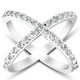 1 Ct Diamond X Ring Wide Womens Fashion Designer Band White Gold Lab Grown