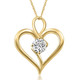 3/4Ct Lab Grown Diamond Solitaire Heart Necklace in Yellow Gold Pendant