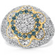 4.64Ct Blue & White Diamond Men's Pinky Ring 14k Yellow Gold Lab Grown Hip Hop