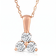 1Ct Diamond Three Stone Pendant in 14k White Yellow Rose Gold Lab Grown Necklace