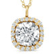 3 5/8 Ct Cushion Moissanite & Lab Grown Diamond Halo Pendant 14k Gold Necklace