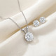 2 Cttw Round Cut Diamond Solitaire Necklace & Screw Back Stud Earrings Set 14K White Gold
