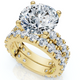 4 - 7 Ct TW French Pave Diamond Engagement Wedding Ring Set 14k Gold Lab Grown