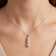 2 Ct Three Diamond Pendant 14K White Gold 3 Stone Lab Grown Necklace