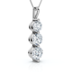 2 Ct Three Diamond Pendant 14K White Gold 3 Stone Lab Grown Necklace