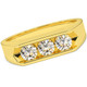 3/4 Ct Diamond Three Stone Mens Wedding 3 Round Jewelry Ring 10k Yellow Gold