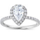 1 1/3Ct TW Pear Shape Halo Diamond Engagement Ring 14k White Gold Lab Grown