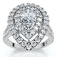 2 Ct TW Pear Shape Halo Diamond Engagement Ring 14k White Gold Lab Grown