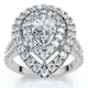 2 Ct TW Pear Shape Halo Diamond Engagement Ring 14k White Gold Lab Grown