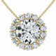 Certified 3 1/2Ct Halo Diamond Pendant Lab Grown 14k Gold Women's Necklace