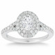 1 Ct Lab Grown Oval Diamond Halo Engagement Ring 14k White Gold