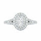 1 Ct Lab Grown Oval Diamond Halo Engagement Ring 14k White Gold