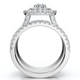 1Ct Lab Grown Diamond Cushion Halo Engagement Wedding Ring Set 10K White Gold