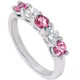 1Ct Pink Diamond 5-Stone Anniversary Wedding Ring 14k White Gold EX3 Lab Grown