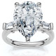 5 3/4Ct Certified Pear & Baguette Diamond Engagement Ring 14k Gold Lab grown