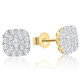 1Ct TW Round Diamond Cushion Halo Studs 10k Yellow Gold Lab Grown Earrings