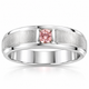 Mens Brushed Pink Diamond Lab Grown Wedding Brushed Anniversary Ring White Gold