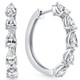 4Ct Diamond Pear Shape Hoops 14k White Gold Lab Grown Women's Earrings 1.25"