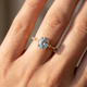 2 1/4Ct Oval Blue Topaz Diamond Ring White or Yellow Gold Lab Grown