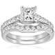 1 1/2ct Princess Cut Diamond Engagement Matching Wedding Ring Gold Lab Grown