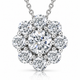 2 1/2 Ct Round Cut Diamond Halo Pendant 14k White Gold 18" Necklace Lab Grown