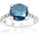 2 1/4ct Blue & White Diamond Engagement Ring 14K White Gold Lab Grown