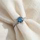 2 1/4ct Blue & White Diamond Engagement Ring 14K White Gold Lab Grown