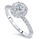 1Ct Halo Diamond Engagement Ring 14k White Gold Lab Gromwn Prong Set