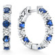 4 1/2Ct Diamond & Sapphire Hoops White or Yellow Gold Lab Grown 1" Tall