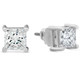 Certified 3Ct Princess Cut Diamond Studs 14k White Gold Lab Grown