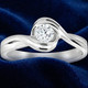 1/2Ct Natural Round Solitaire Diamond Half Bezel Engagement Ring 14k White Gold