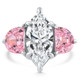 Certified 15.05Ct Marquise Diamond & Pink Topaz 3 Stone Ring 14k Gold Lab Grown