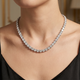 42Ct TW Diamond Tennis Necklace 14k White Gold 16.5" Lab Grown