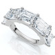 5.10Ct Emerald Cut Diamond 5 Stone Wedding Anniversary Ring 14k Gold Lab Grown