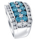 7Ct Blue Diamond Men's Four Row Anniversary Ring in 10k White Gold