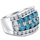 7Ct Blue Diamond Men's Four Row Anniversary Ring in 10k White Gold 7Ct Blue Diamond Men's Four Row Anniversary Ring in 10k White Gold