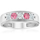 1 Ct T.W. Pink & White Lab Grown Diamond Mens Wedding Ring 5-Stone White Gold 1 Ct T.W. Pink & White Lab Grown Diamond Mens Wedding Ring 5-Stone White Gold