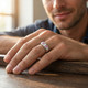1 Ct T.W. Pink & White Lab Grown Diamond Mens Wedding Ring 5-Stone White Gold