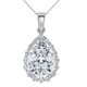 Certified 3.40Ct Pear Shape Diamond Halo Dangle Penadnt 14k Gold Lab Grown 1"