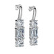 6Ct Emerald & Round Cut Diamond Earrings 14k Gold Lab Grown 1 1/3"  Tall