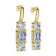 6Ct Emerald & Round Cut Diamond Earrings 14k Gold Lab Grown 1 1/3"  Tall