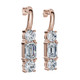 6Ct Emerald & Round Cut Diamond Earrings 14k Gold Lab Grown 1 1/3"  Tall