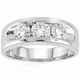 2 1/4Ct Diamond Men's Three Stone Ring 10k White Gold Lab Grown