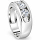 2 1/4Ct Diamond Men's Three Stone Ring 10k White Gold Lab Grown