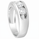 2 1/4Ct Diamond Men's Three Stone Ring 10k White Gold Lab Grown