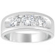 2 1/4Ct Diamond Men's Three Stone Ring 10k White Gold Lab Grown
