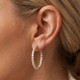 1 Ct Diamond Inside Outside Hoops Lab Grown Earrings Yellow Gold 1"Tall