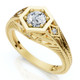 1/3Ct Diamond Art Deco Diamond Engagement Ring 14k Gold Lab Grown