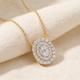 .85Ct Oval Diamond Halo Pendant Women's Yellow Gold Necklace 14mm Tall Lab Grown