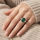 16x12mm Emerald & 1Ct Pear Shape Diamond Ring 14k Gold Lab Grown
